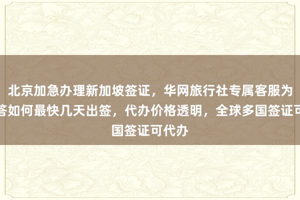 北京加急办理新加坡签证，华网旅行社专属客服为您解答如何最快几天出签，代办价格透明，全球多国签证可代办